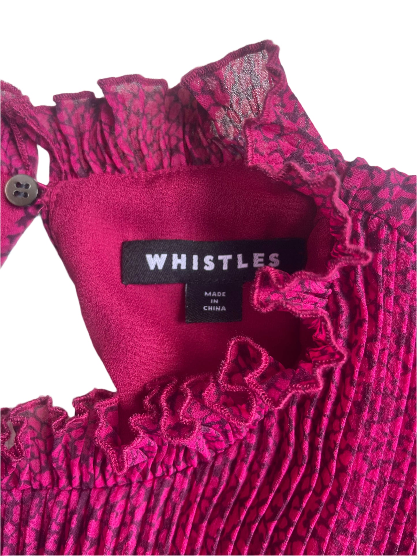 Whistles Pink Abstract Snake Plisse Dress UK 10