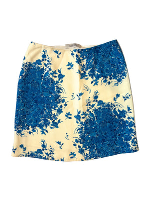 Valentino Cream and Blue Floral Skirt UK 12