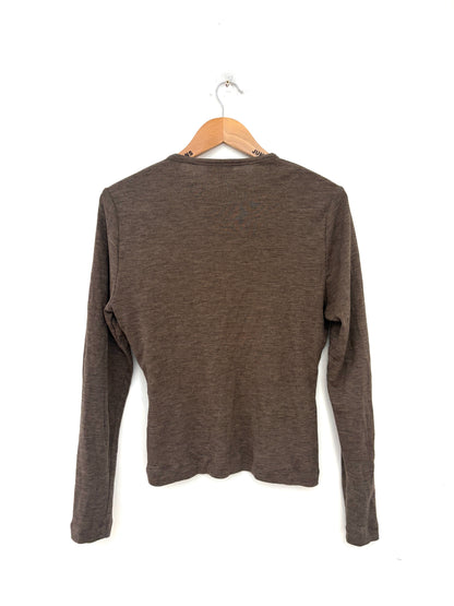 Me+Em Ribbed Brown Jersey Wool Top UK 14