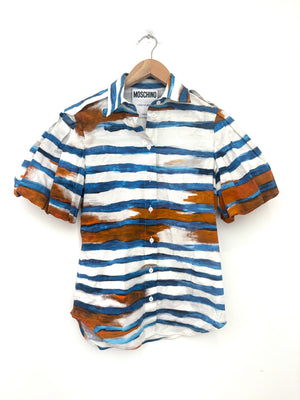 New With Tags Moschino Couture Striped Blouse UK 8