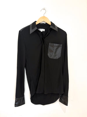 Victoria Beckham Leather Trimmed Shirt UK 6