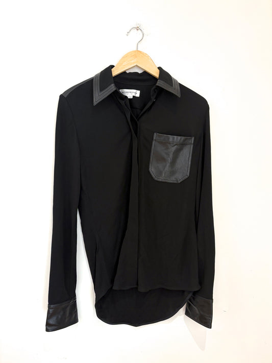 Victoria Beckham Leather Trimmed Shirt