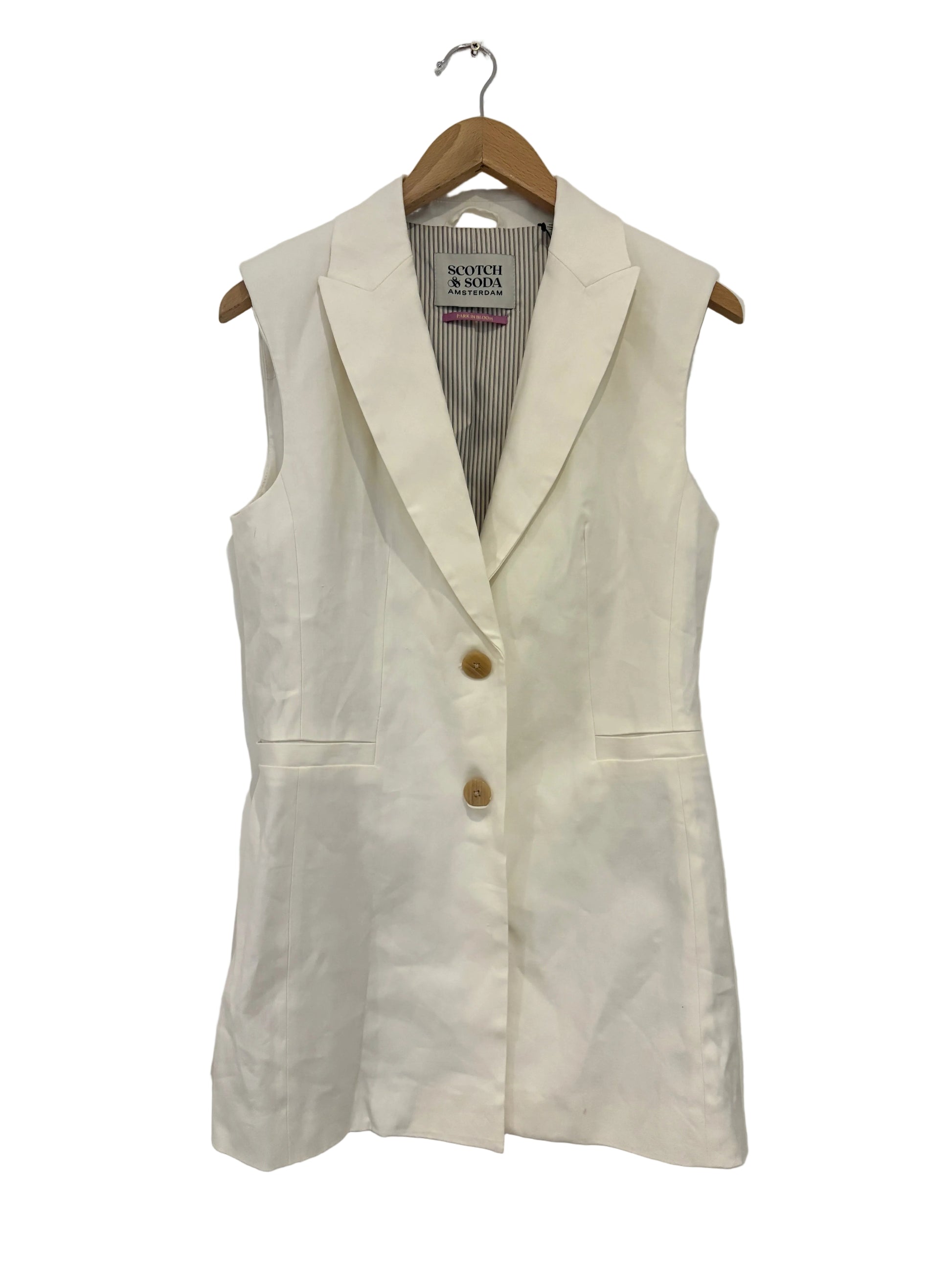 Scotch & Soda Ecru Longline Waistcoat