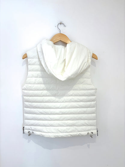 Reiss White Puffer Hooded Gilet XS