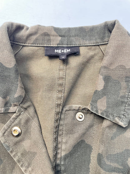Me+Em Khaki Casual Drawstring Camouflage Jacket UK 14