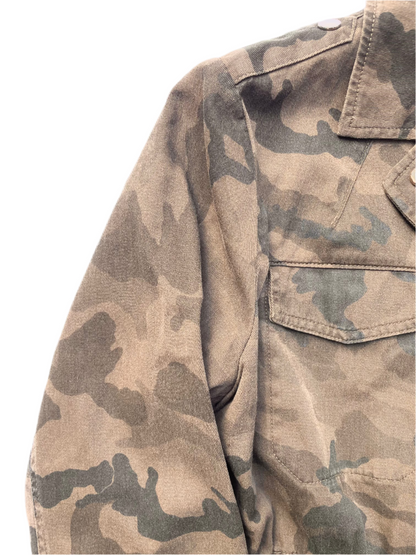 Me+Em Khaki Casual Drawstring Camouflage Jacket UK 14