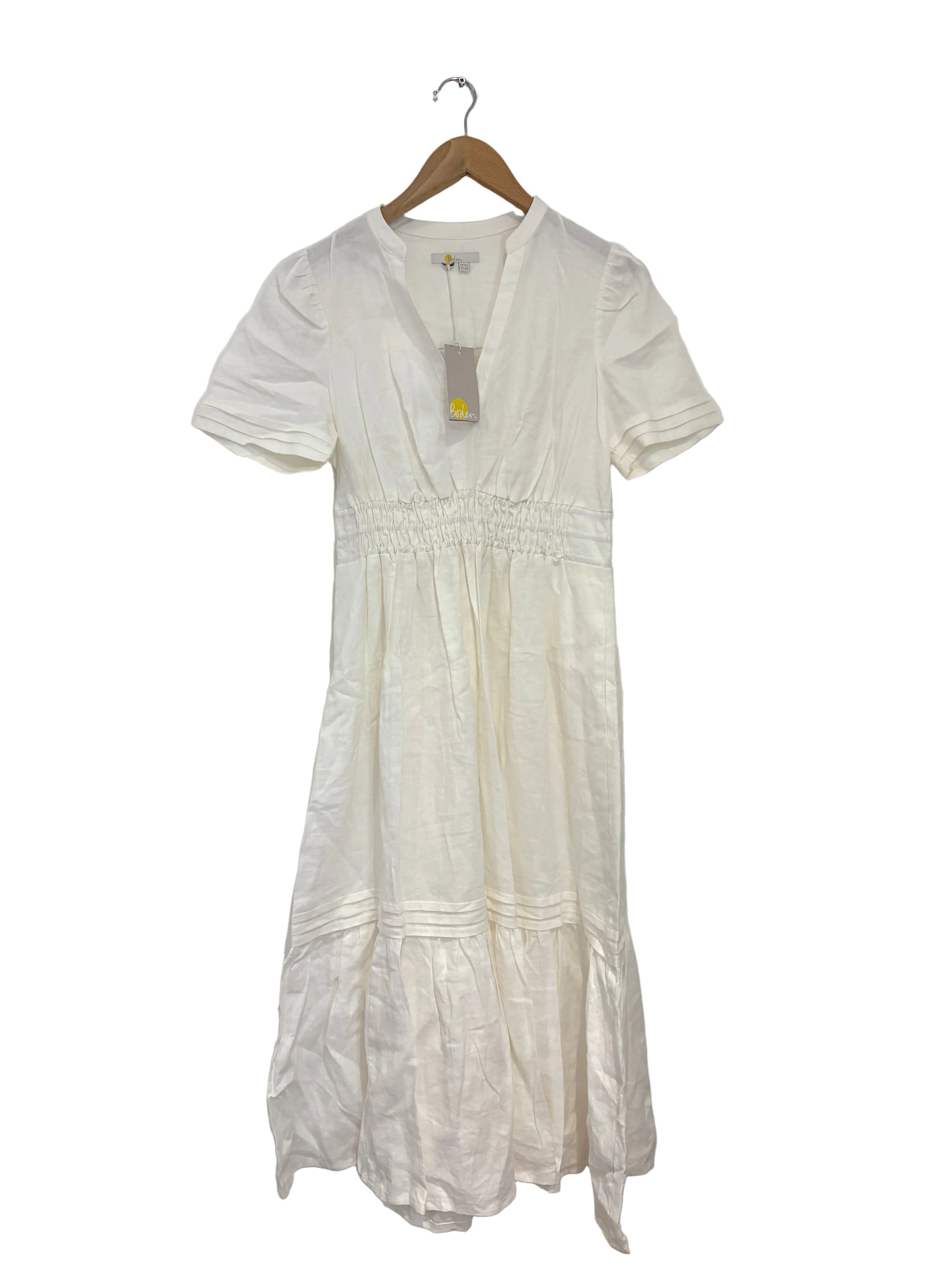 Boden Pin Tuck Midi Linen Dress