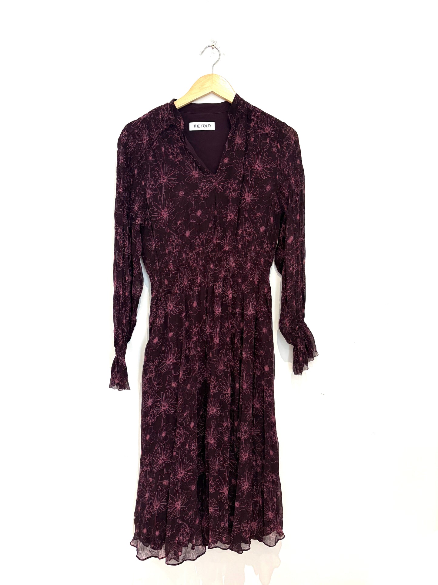 The Fold Silk Print Midi Dress