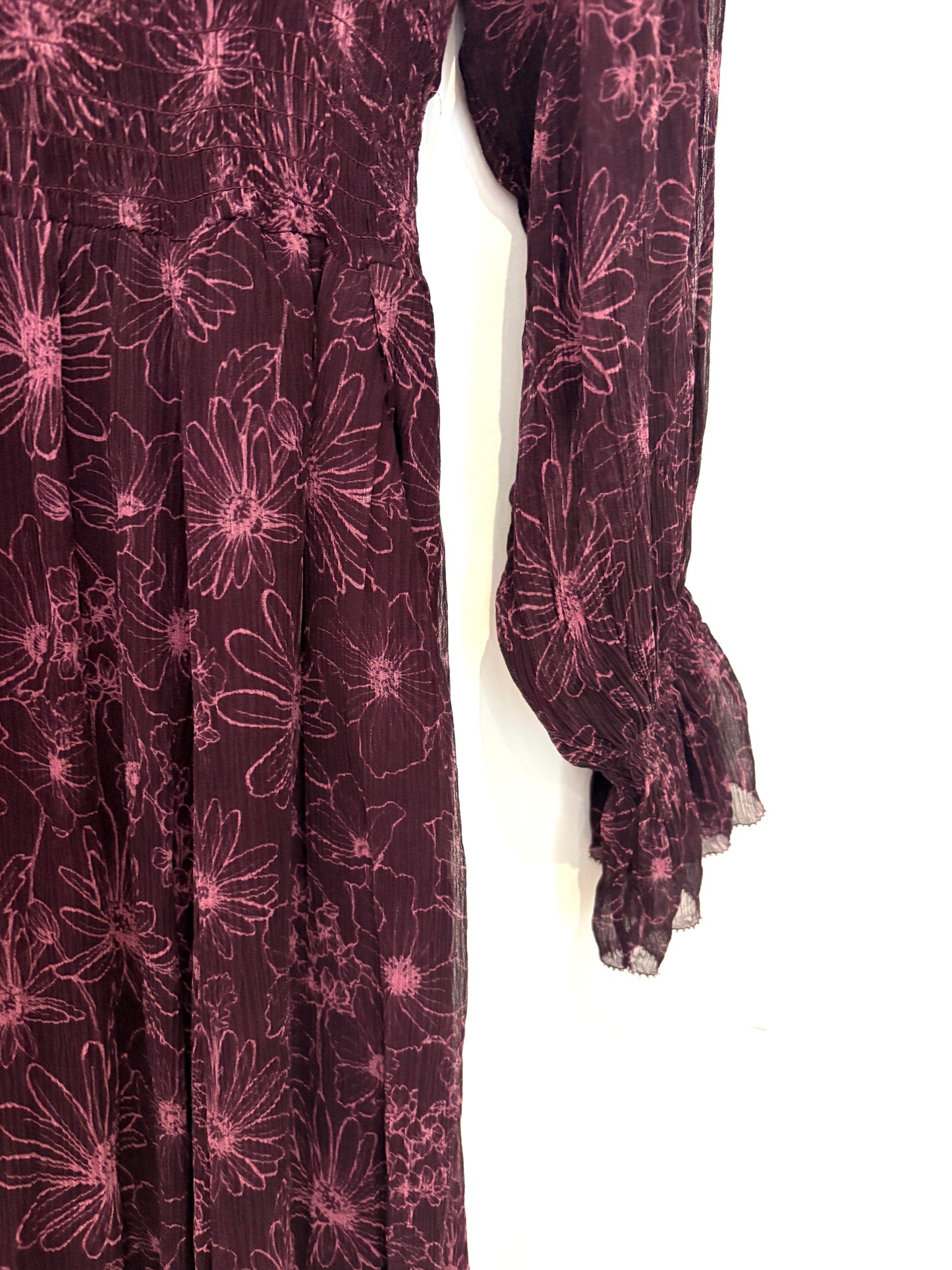 The Fold Silk Print Midi Dress UK 12
