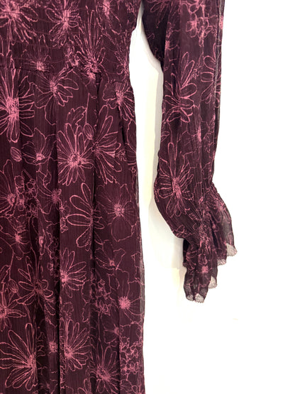 The Fold Silk Print Midi Dress UK 12