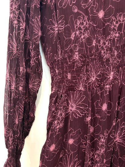 The Fold Silk Print Midi Dress UK 12