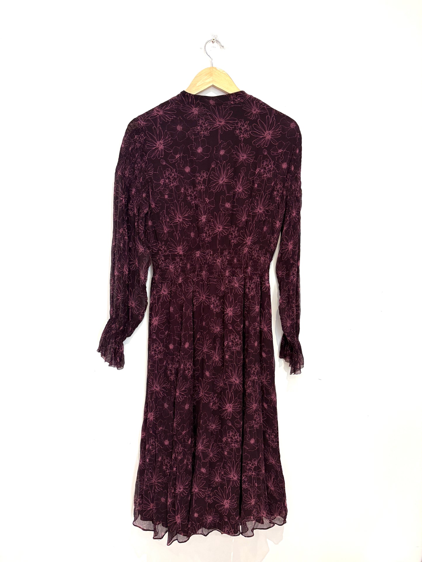 The Fold Silk Print Midi Dress UK 12