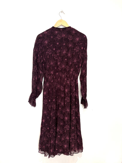 The Fold Silk Print Midi Dress UK 12