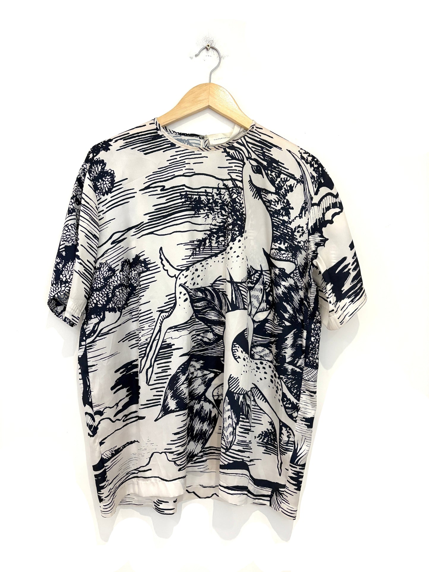 Victoria Victoria Beckham Navy and White Forest Print T-shirt