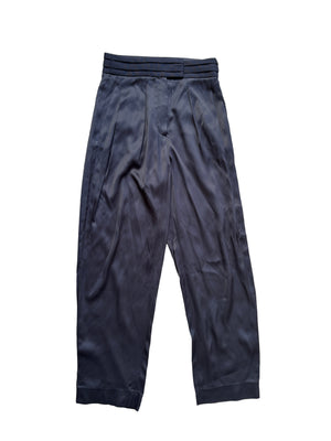 Massimo Dutti Studio Navy Silky Tailored Trousers UK 8