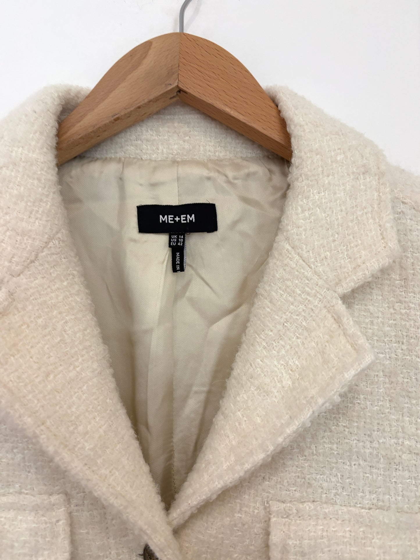 Me+Em Military Boucle Cream Utility Crop Jacket UK 14