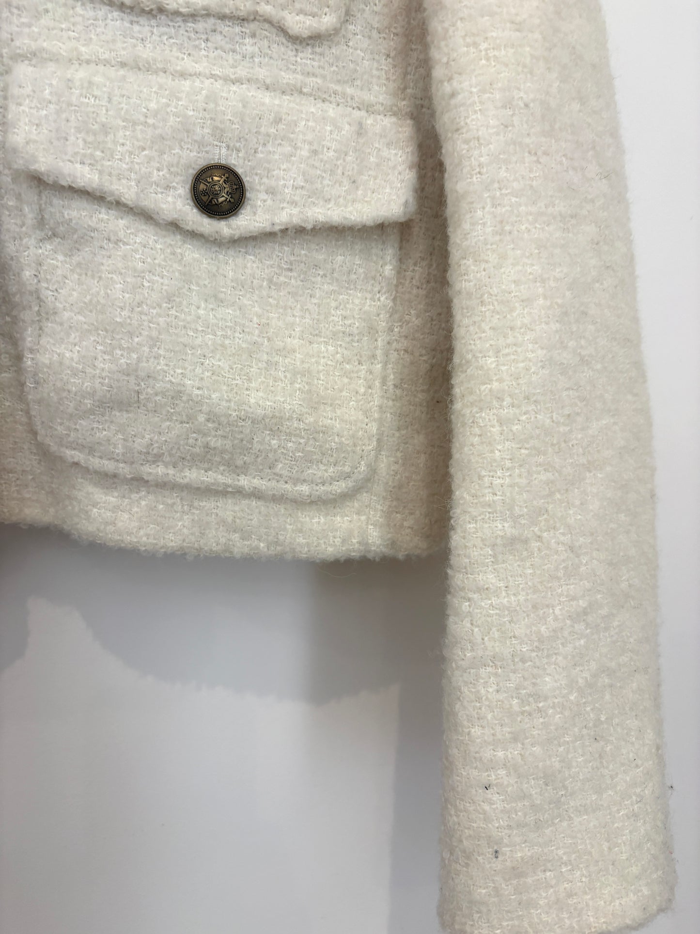 Me+Em Military Boucle Cream Utility Crop Jacket UK 14