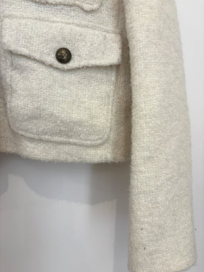 Me+Em Military Boucle Cream Utility Crop Jacket UK 14