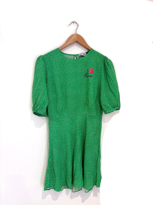 Rixo Green Kyla Polka Dot Dress