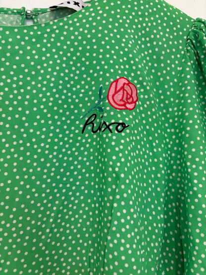 Rixo Green Polka Dot Dress UK 10