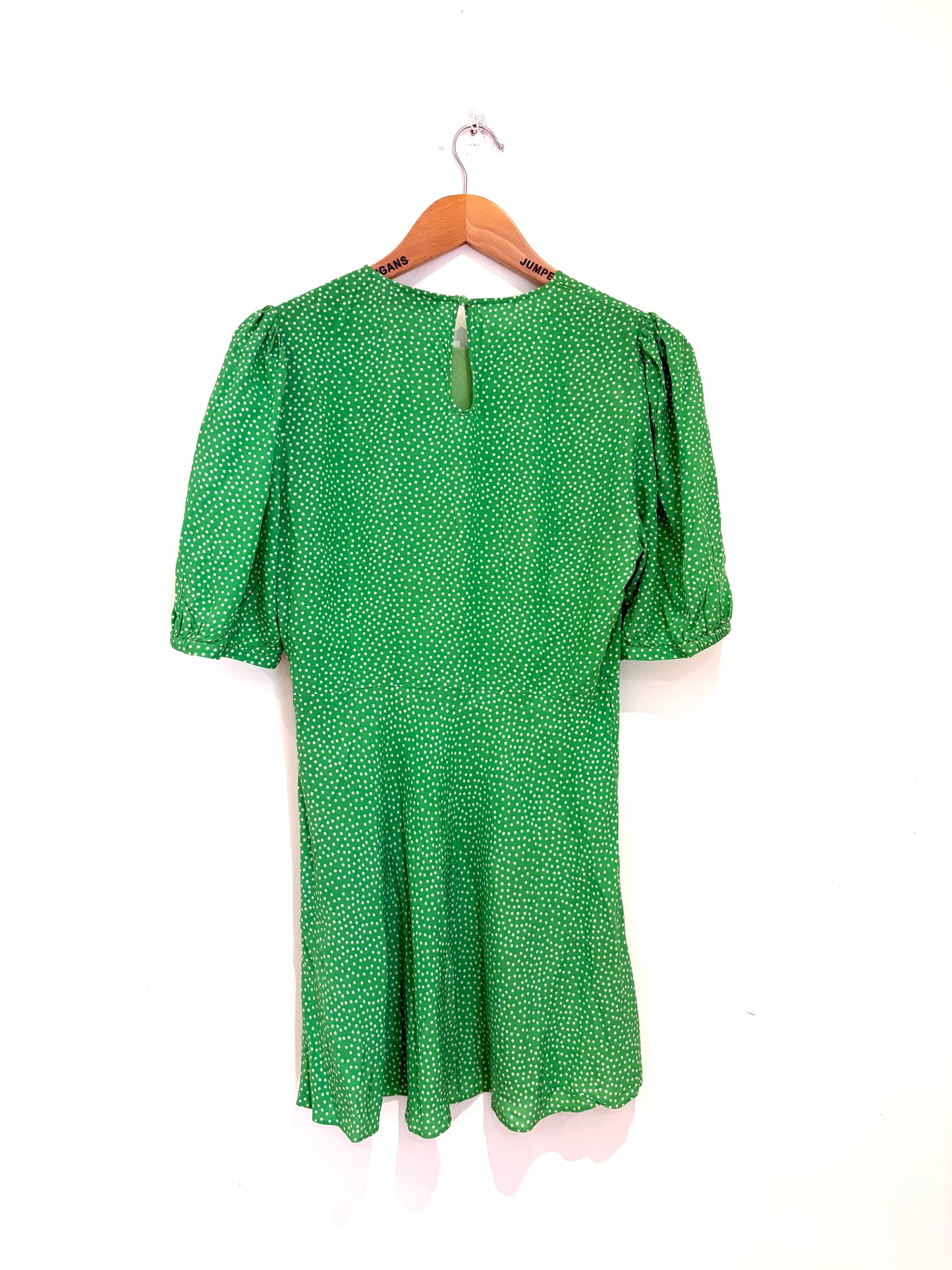 Rixo Green Polka Dot Dress UK 10