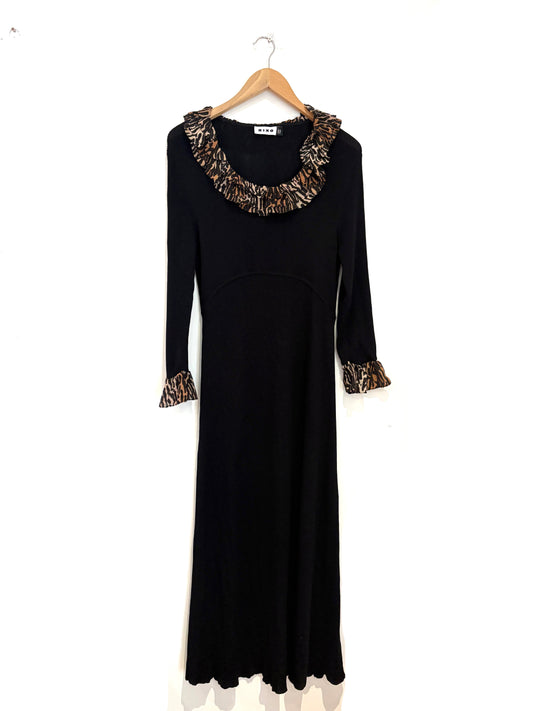 Rixo Mika Leopard Print Trimmed Dress