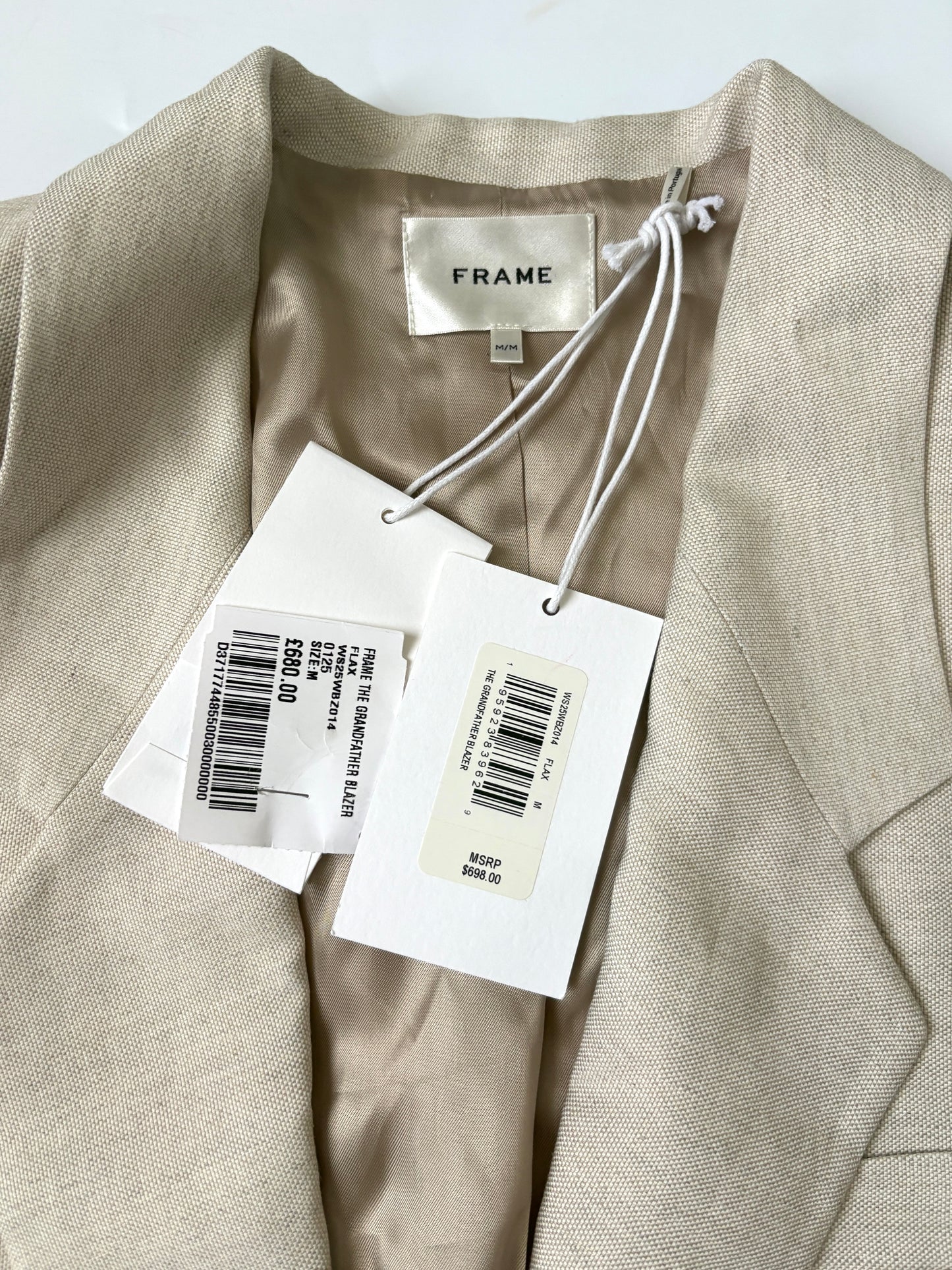 New With Tags Frame Linen Grandfather Suit M