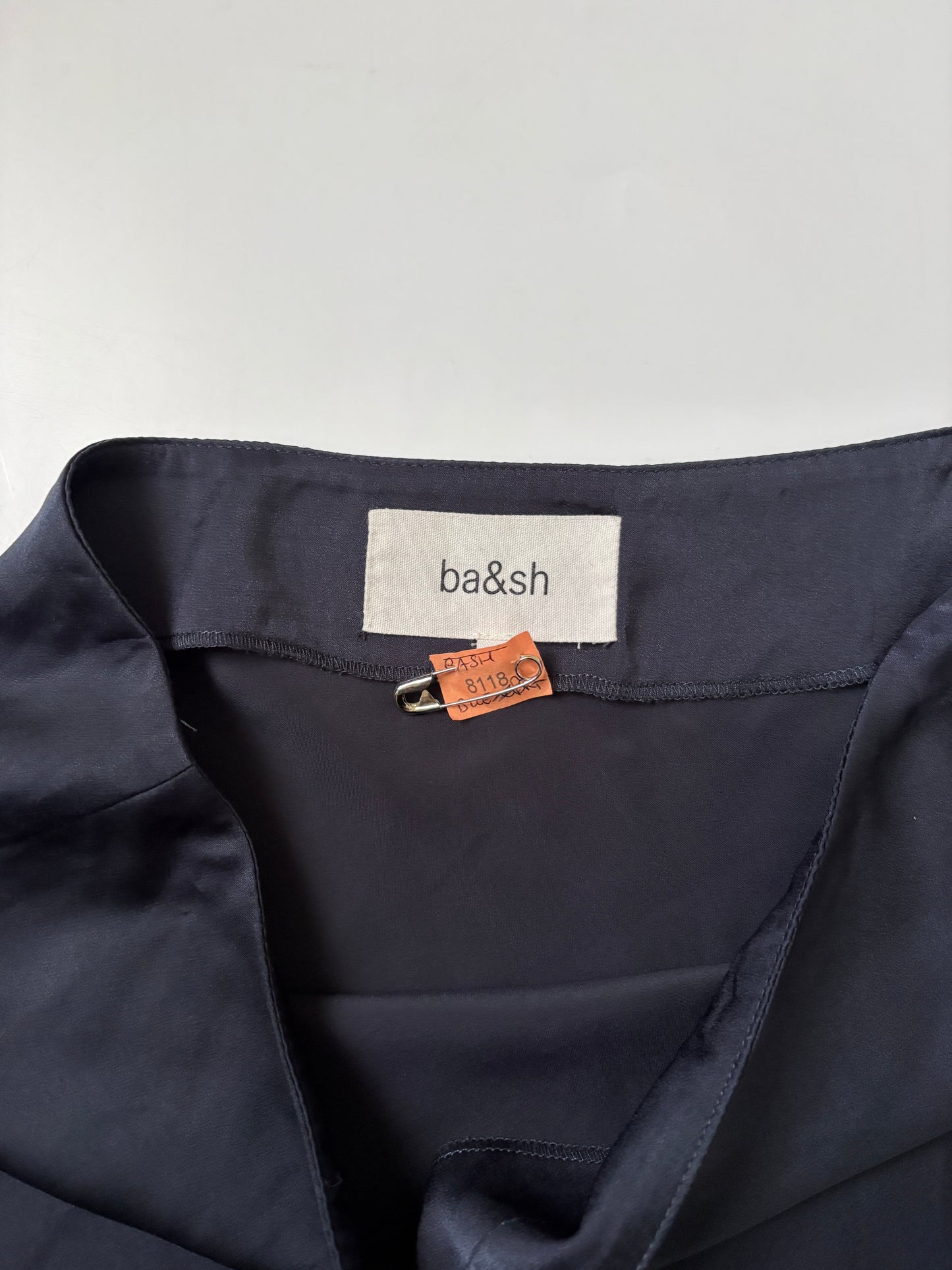 Ba&sh Silky Navy Flare Skirt UK 10