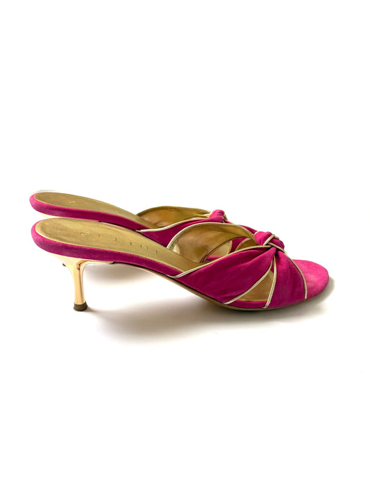 Celine Azalee Pink Suede Croisette Mules