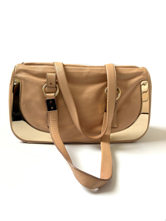 Yves Saint Laurent Rive Gauche Vintage Beige Leather Bag