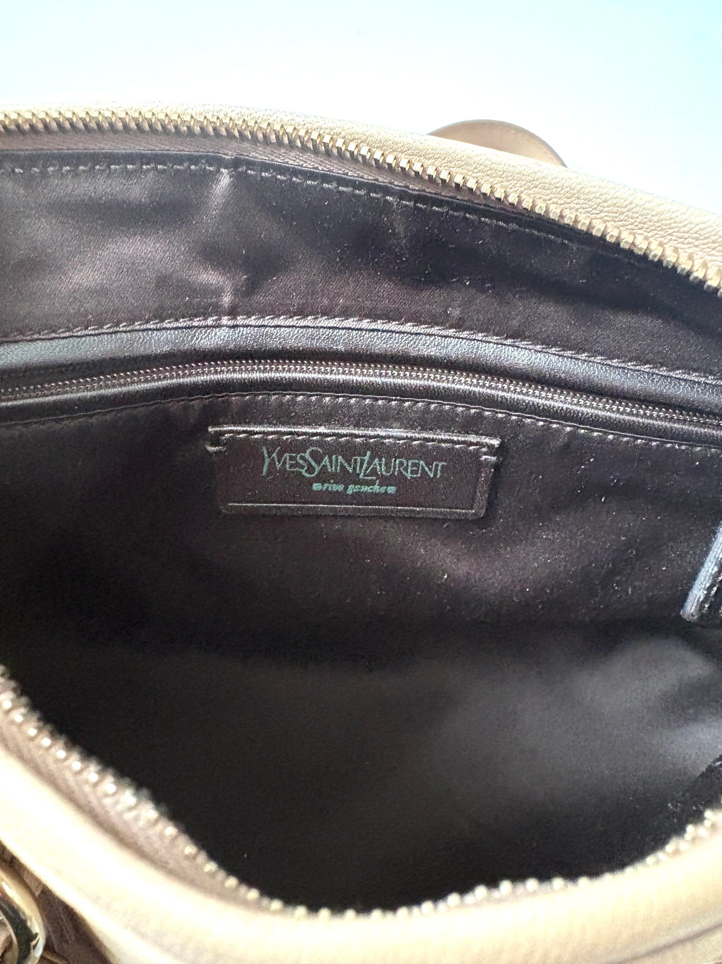Yves Saint Laurent Rive Gauche Vintage Beige Leather Bag