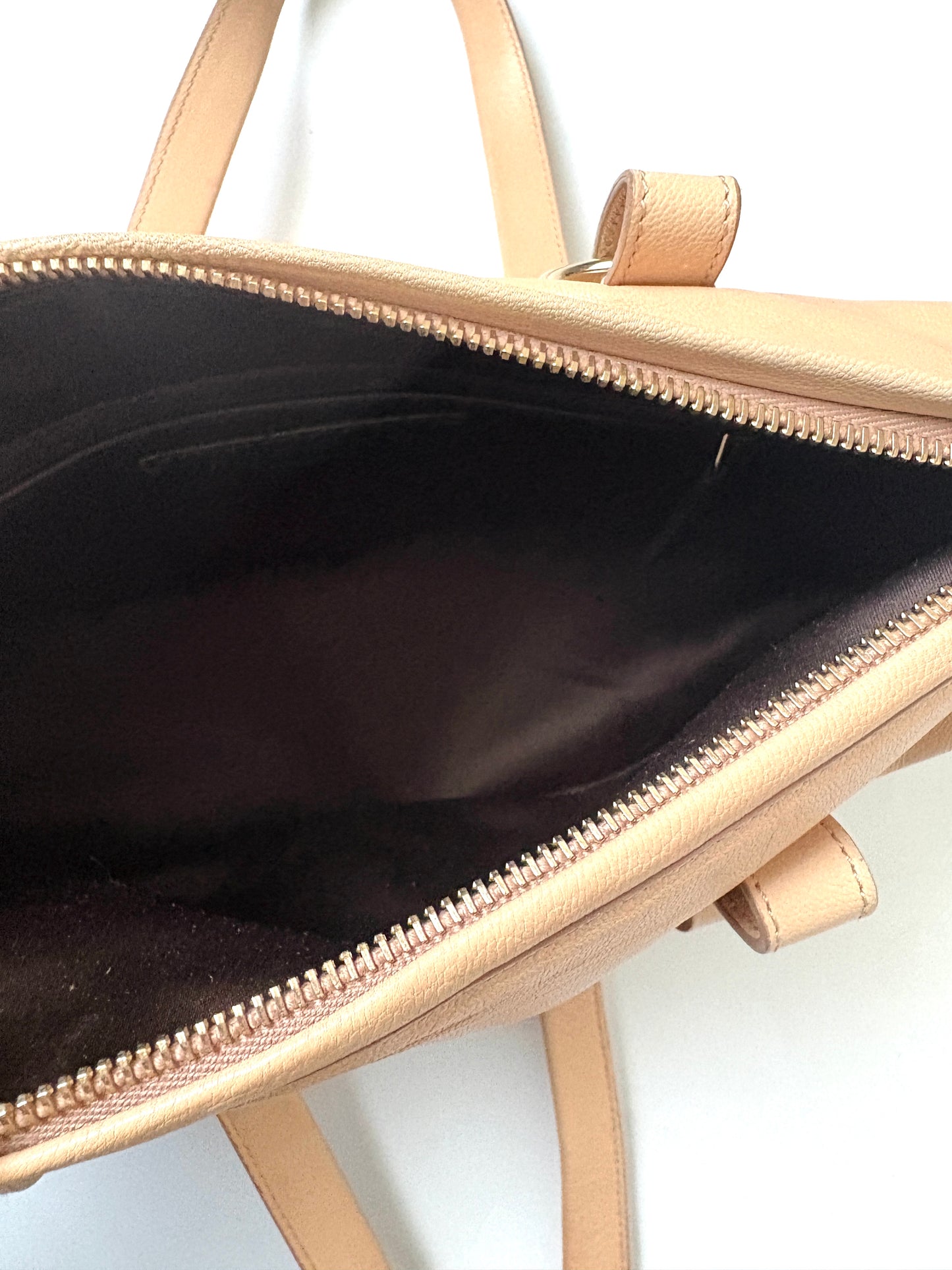 Yves Saint Laurent Rive Gauche Vintage Beige Leather Bag