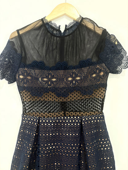 Self Portrait Felicia Embroidered Midi Dress UK 10