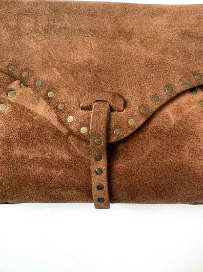 Celine Vintage Brown Suede Studded Shoulder Bag
