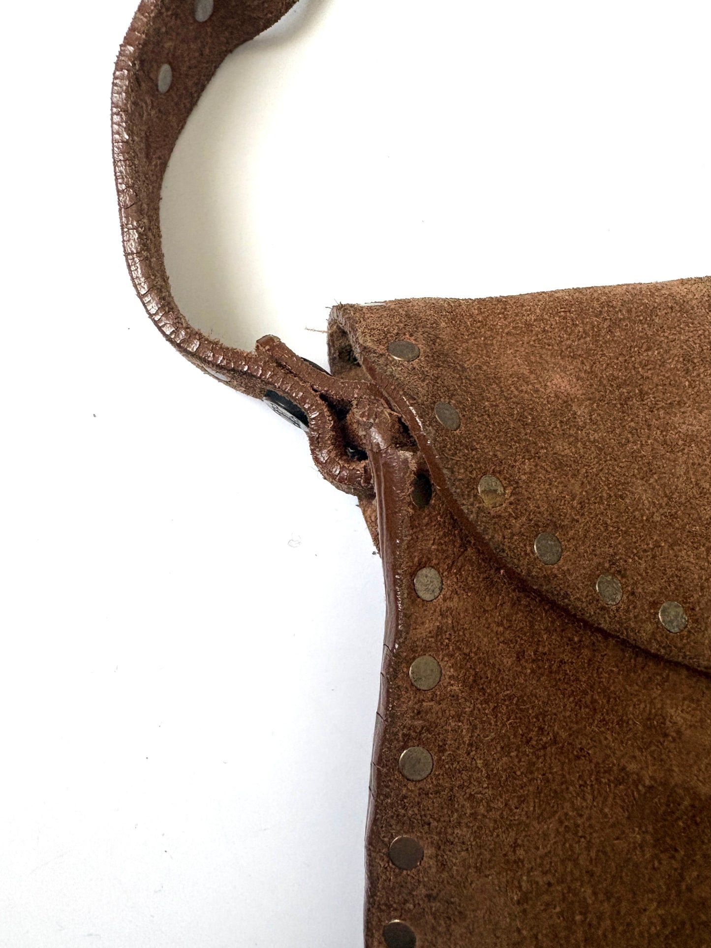 Celine Vintage Brown Suede Studded Shoulder Bag