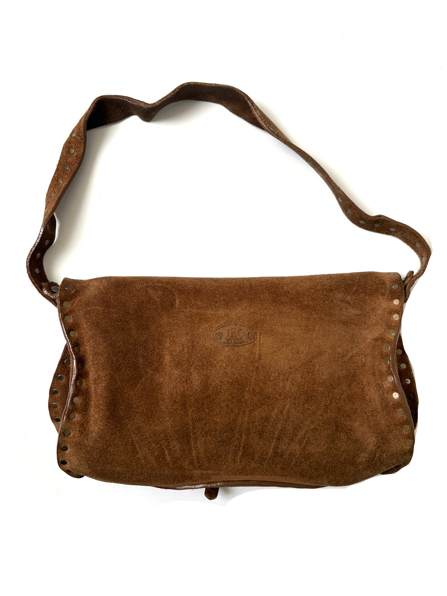 Celine Vintage Brown Suede Studded Shoulder Bag