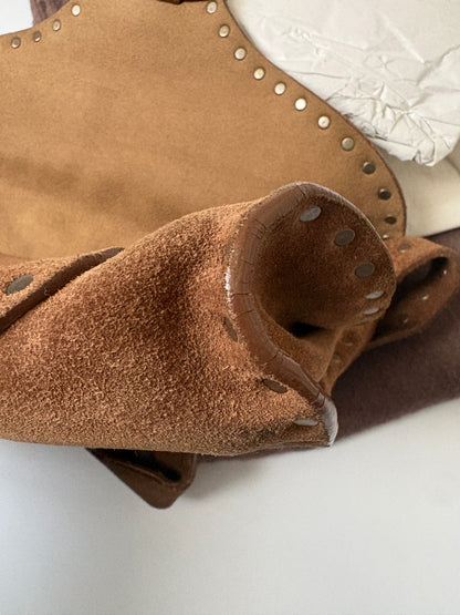 Celine Vintage Brown Suede Studded Shoulder Bag