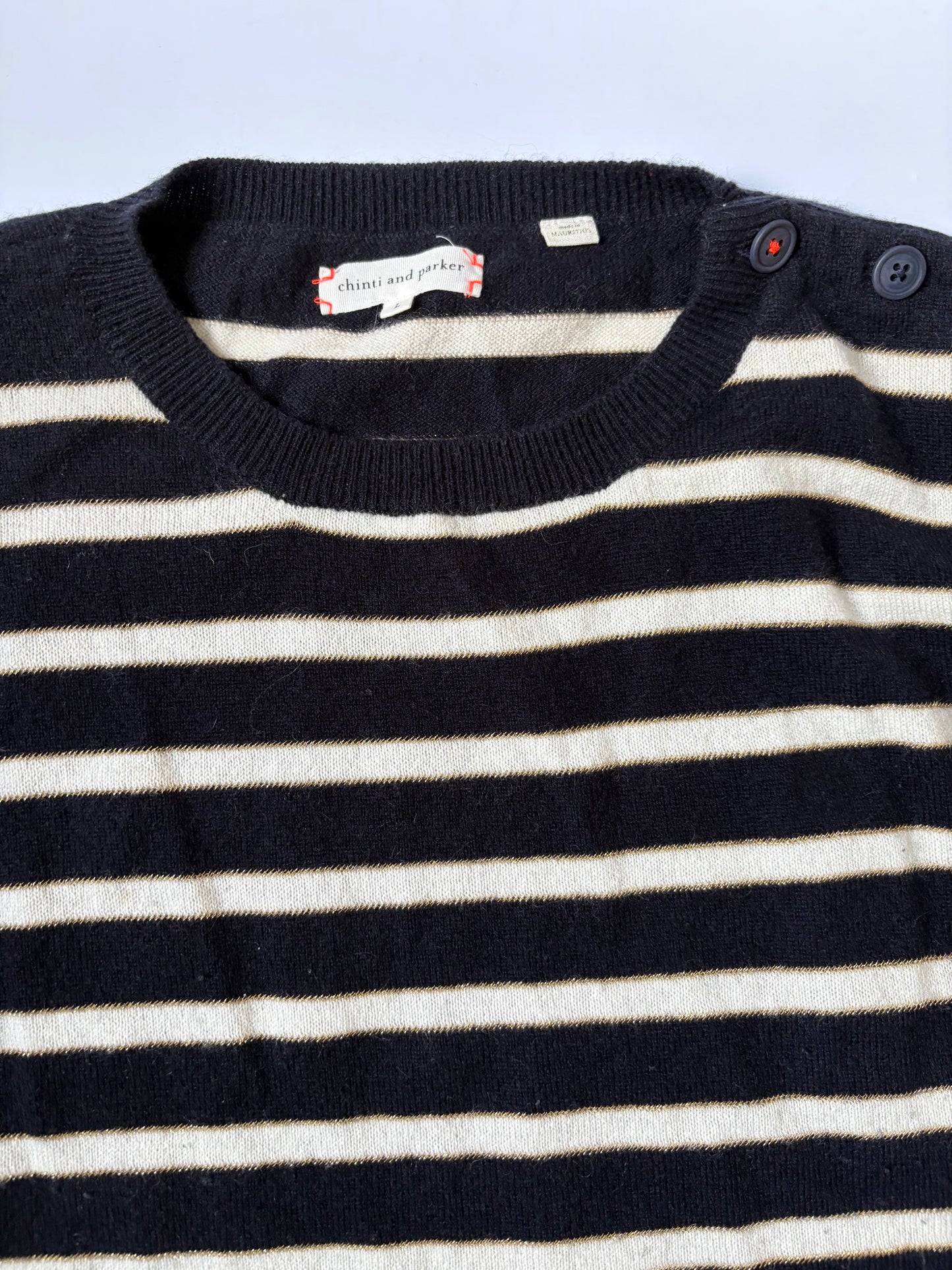 Chinti and Parker Striped Cashmere Jumper L