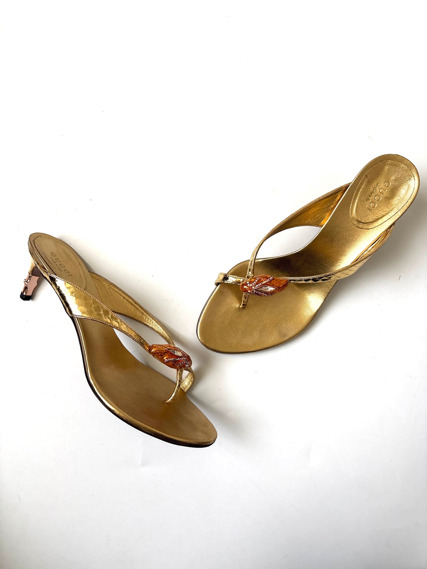 Rare Gucci by Tom Ford Vintage Golden Jewel Encrusted Mules UK 4.5