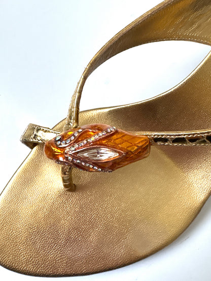 Rare Gucci by Tom Ford Vintage Golden Jewel Encrusted Mules UK 4.5