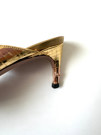 Rare Gucci by Tom Ford Vintage Golden Jewel Encrusted Mules UK 4.5