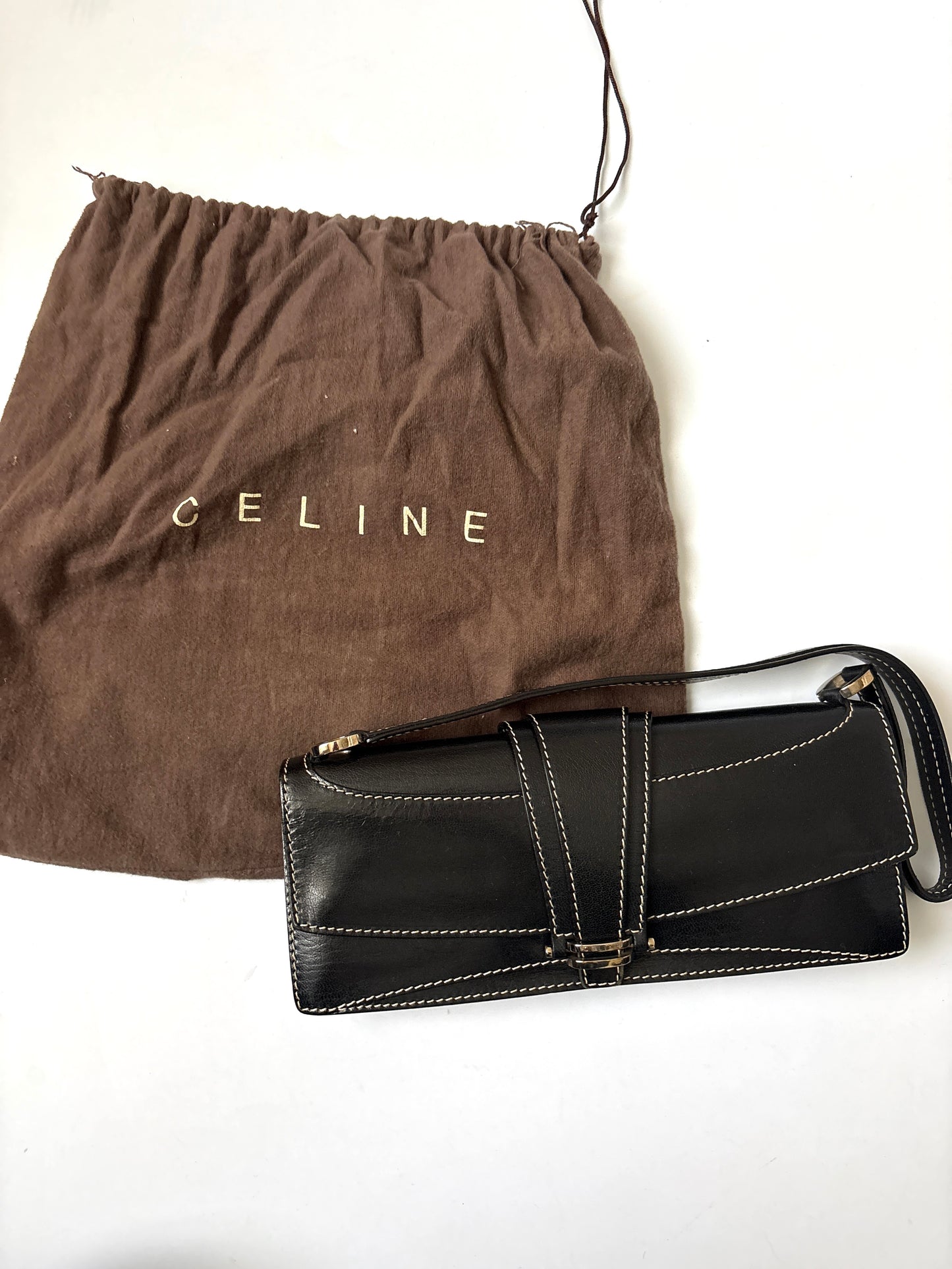 Vintage Celine Leather Shoulder Bag