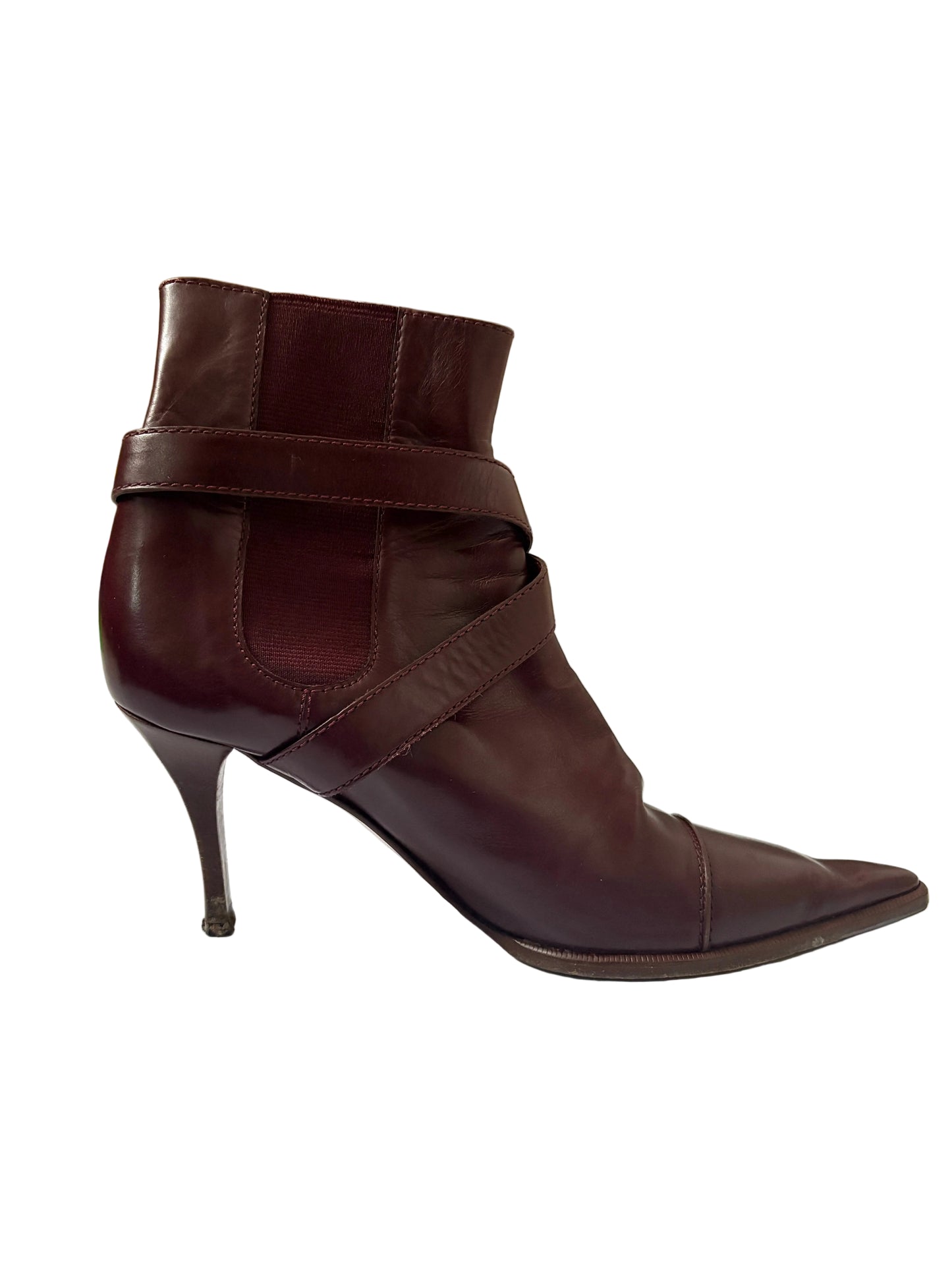 Vintage Chanel Burgundy Leather Ankle Boots UK 4.5