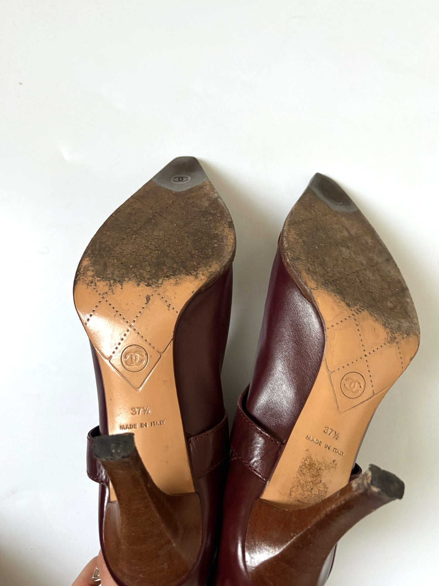Vintage Chanel Burgundy Leather Ankle Boots UK 4.5