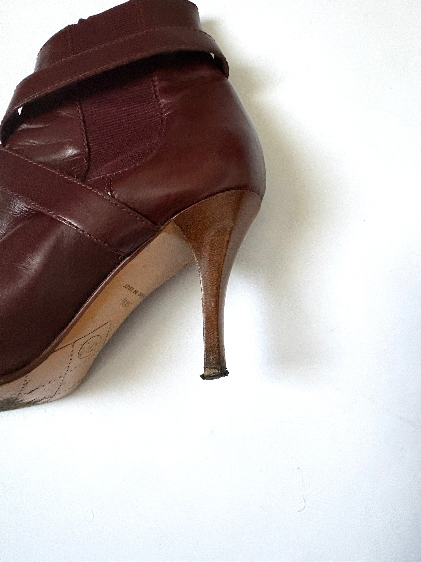 Vintage Chanel Burgundy Leather Ankle Boots UK 4.5