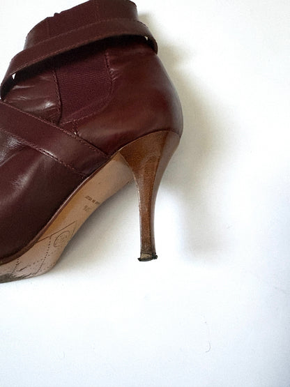 Vintage Chanel Burgundy Leather Ankle Boots UK 4.5
