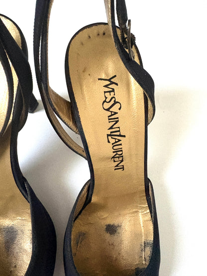 Yves Saint Laurent Vintage Ankle Strap Slingbacks UK 5