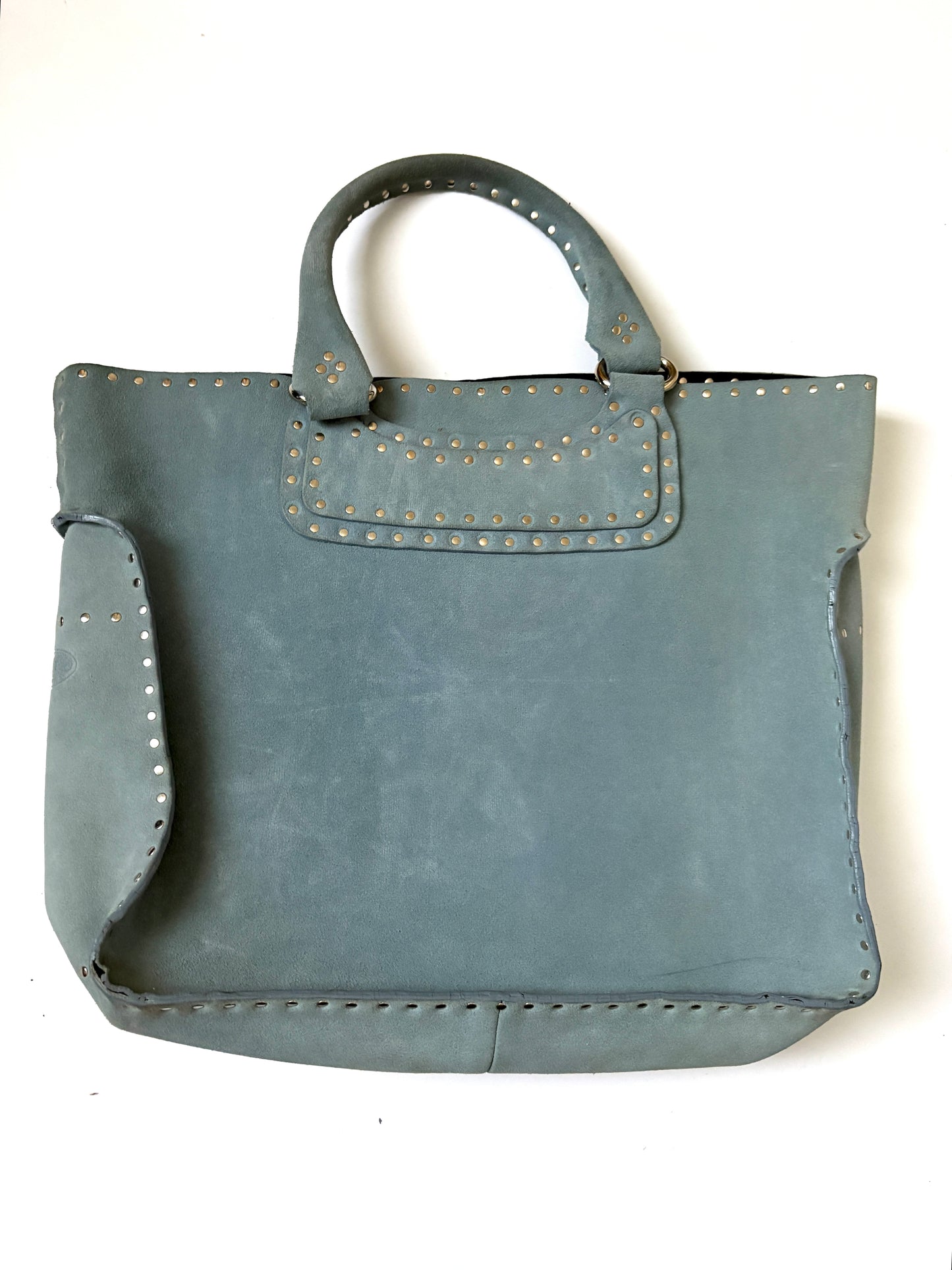 Celine Vintage Blue Suede Studded Handbag