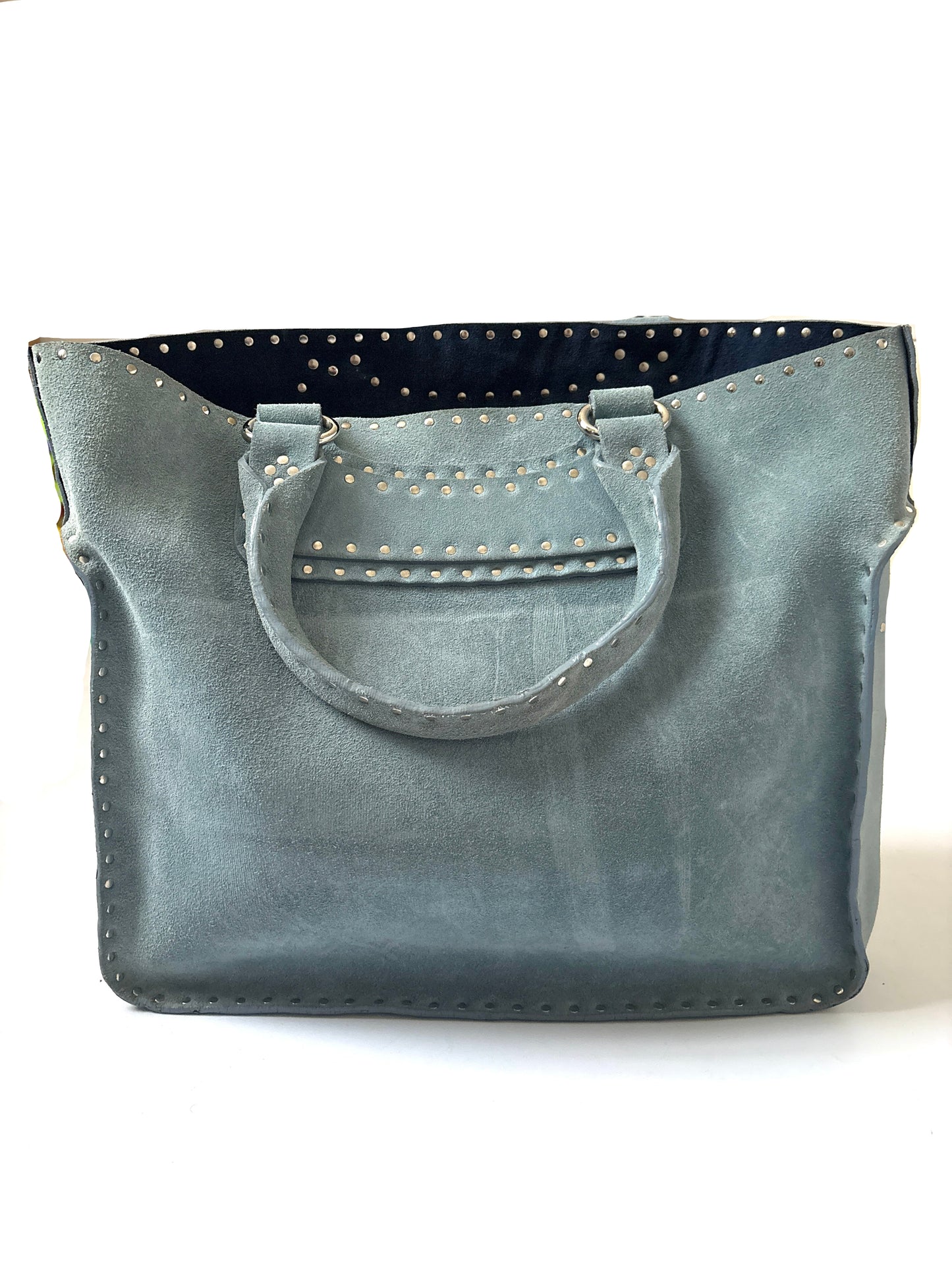 Celine Vintage Blue Suede Studded Handbag