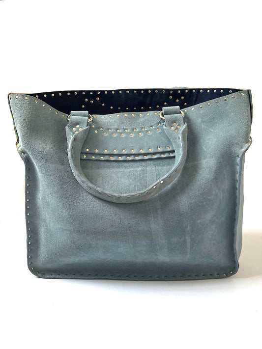 Celine Vintage Blue Suede Studded Handbag